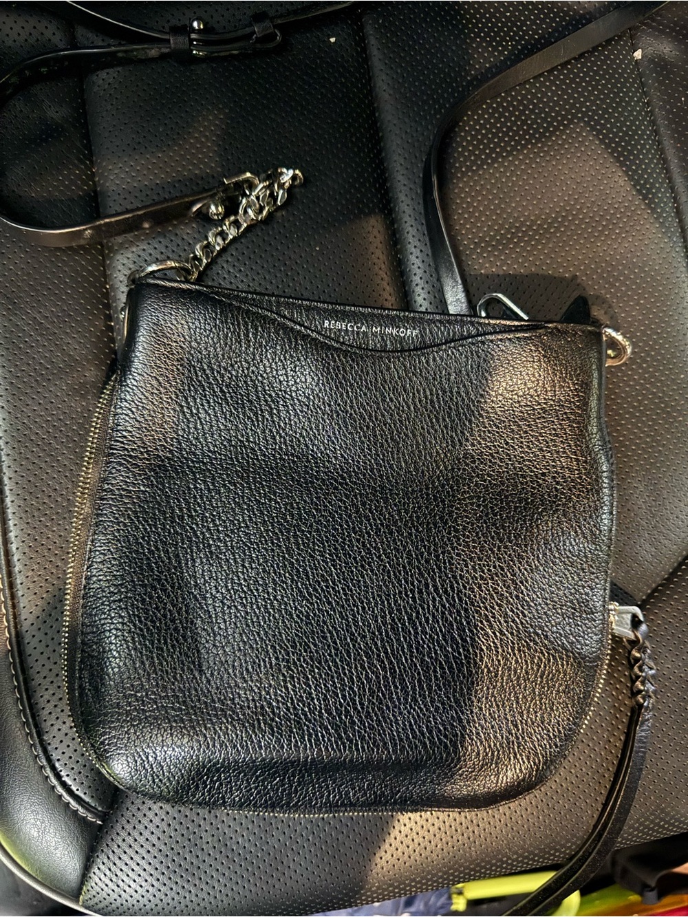 Rebecca Minkoff Black Saffiano Leather Crossbody with Strap
